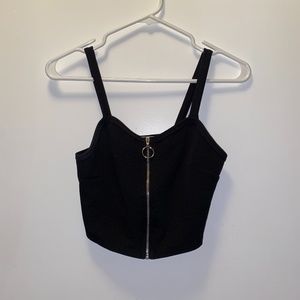 Black zip up crop top